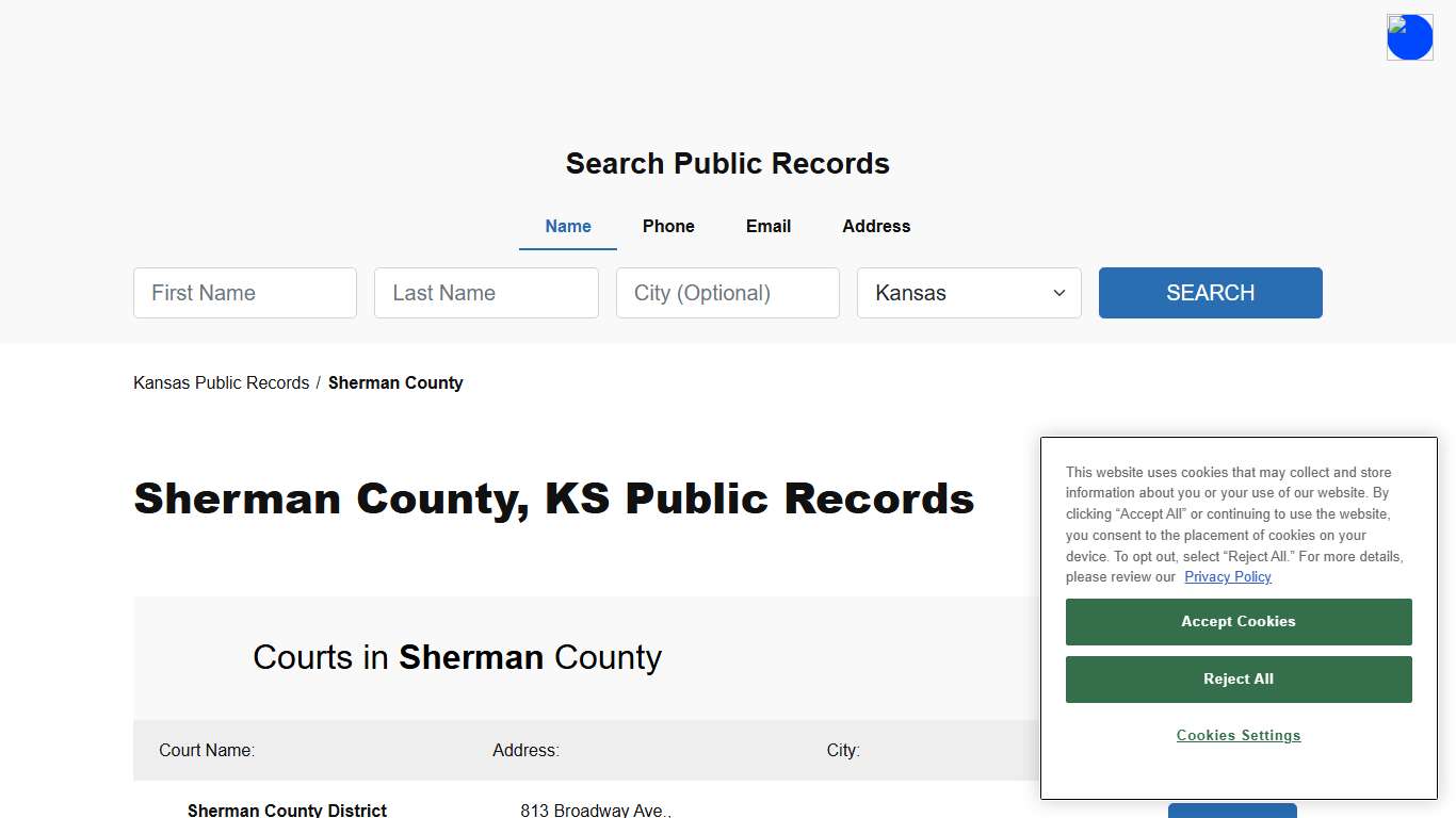 Sherman County, KS Public Court, Arrest and Inmate Records - ThePublicIndex