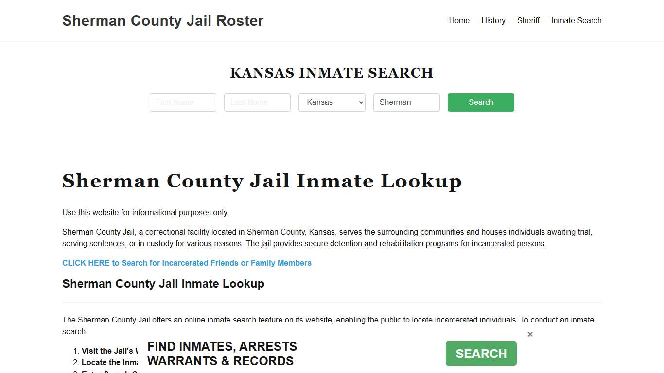 Sherman County Jail Roster Lookup, KS, Inmate Search